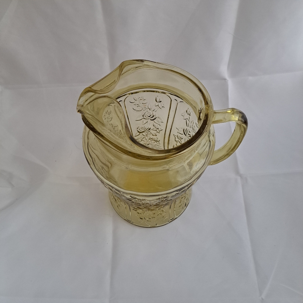 Vintage Federal Glass Sharon Cabbage Rose Pitcher - Picture 5 of 8